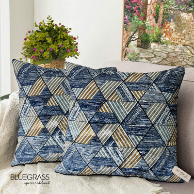 Bluegrass Velvet Cushions Cover(40 cm*40 cm, Pack of 2, Blue)