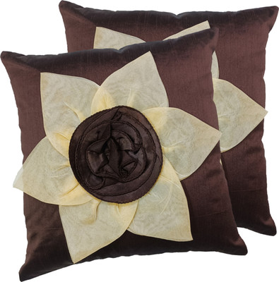 Decorline Silk Cushions & Pillows Cover(40 cm*40 cm, Pack of 2, Brown)