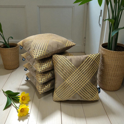 Zikrak Velvet Cushions Cover(40 cm*40 cm, Pack of 5, Brown)