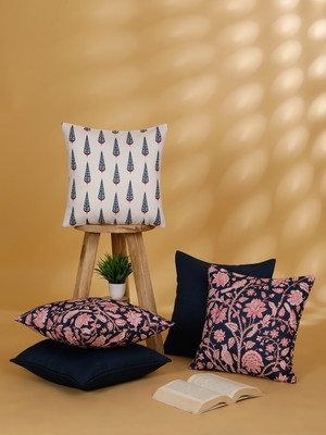 ROSARA HOME Polyester Cushions Cover(Pack of 5, 40 cm*40 cm, Dark Blue)