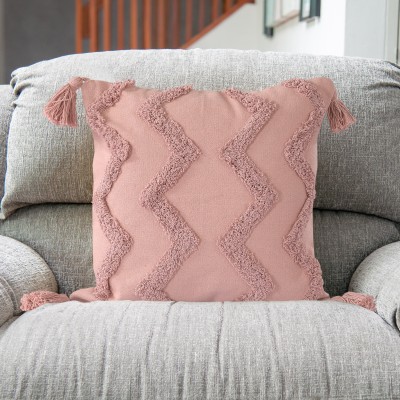SASHAA WORLD Striped Cushions Cover(Pack of 2, 45 cm*45 cm, Pink)