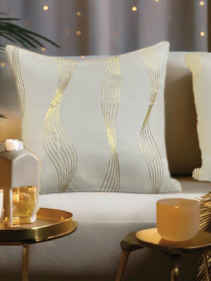 Urban Space Polyester Cushions Cover(Pack of 2, 45.72 cm*45.72 cm, Beige)
