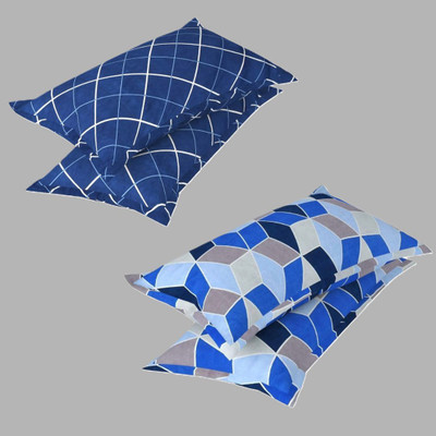 AAKRITI Cotton Pillows Cover(Pack of 4, 43 cm*69 cm, Light Blue, Blue)