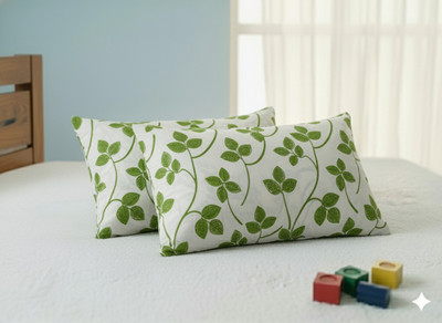 Laxmi Enterprises Silk Cushions & Pillows Cover(38 cm*64 cm, Pack of 2, White, Green)