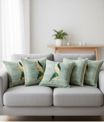 Newlife Creations Velvet Cushions Cover(40.64 cm*40.64 cm, Pack of 5, Green)