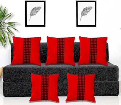 Cherry Homes Geometric Cushions Cover(Pack of 5, 40 cm*40 cm, Maroon)