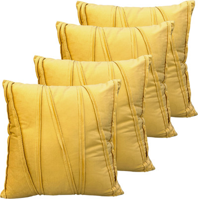 A&A Fabrics Polyester, Velvet Cushions & Pillows Cover(Pack of 4, 40.64 cm*40.64 cm, Yellow)