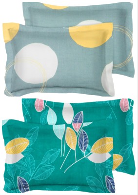 VAS COLLECTIONS Floral Pillows Cover(Pack of 4, 44 cm*69 cm, Grey, Dark Green)