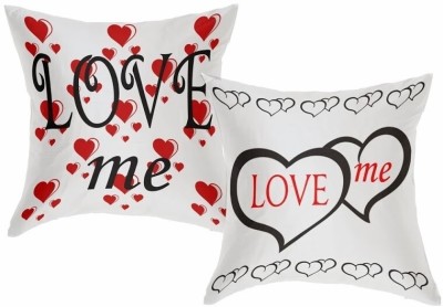 Dekor World Geometric Cushions & Pillows Cover(Pack of 2, 40 cm*40 cm, Red, White)