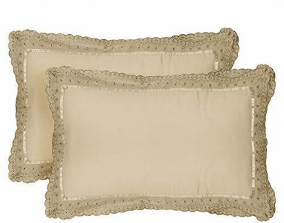 VHC Cotton Pillows Cover(69 cm*45 cm, Pack of 2, Beige)
