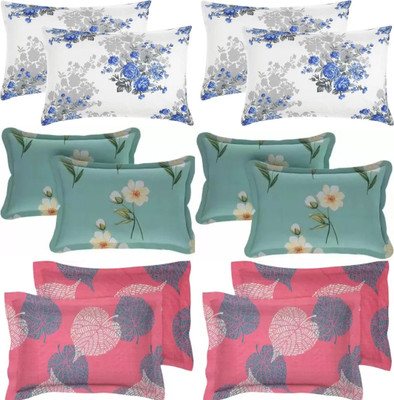 AAKRITI Cotton Pillows Cover(46 cm*69 cm, Pack of 12, White, Green, Pink)