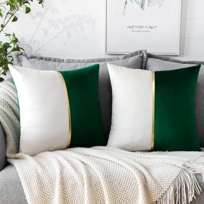 Hims Velvet Cushions Cover(Pack of 2, 45 cm*45 cm, Green)