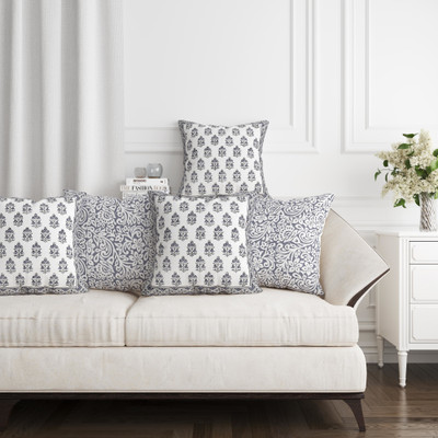 Blocks Of India Cotton Cushions Cover(40 cm*40 cm, Pack of 5, Grey)