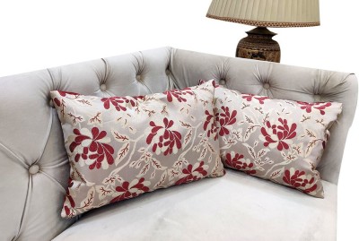 GOOD VIBES Floral Cushions & Pillows Cover(Pack of 2, 30 cm*45 cm, White, Maroon, Red)