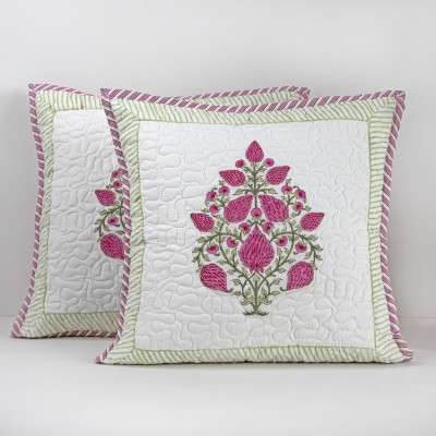 HOMEMONDE Floral Cushions Cover(Pack of 2, 40 cm*40 cm, Pink)