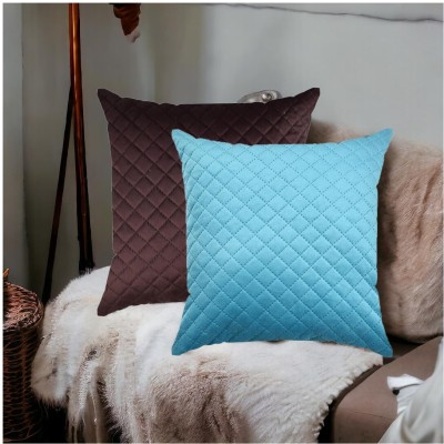 EASTTARDOMM Velvet, Dupion Silk Cushions Cover(Pack of 2, 41 cm*41 cm, Brown, Light Blue)