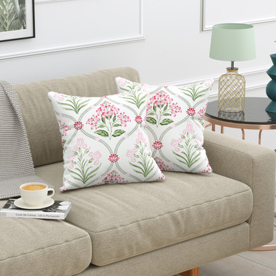 JAIPURIMPEX Cotton Cushions Cover(Pack of 2, 40 cm*40 cm, Pink)