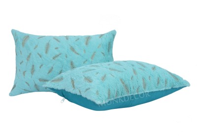 TANLOOMS Fur Cushions Cover(Pack of 2, 30 cm*45 cm, Light Blue, Gold)