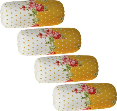 igi Polycotton Bolsters Cover(Pack of 4, 80 cm*40 cm, Yellow, White)