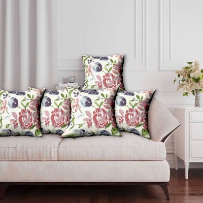 Texstylers Floral Cushions Cover(Pack of 5, 50 cm*50 cm, Purple)