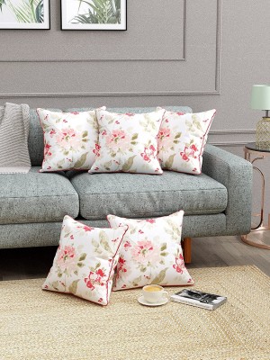 Trance Home Linen 100 % Cotton Floral Cushions Cover(Pack of 5, 40 cm*40 cm, Pink)