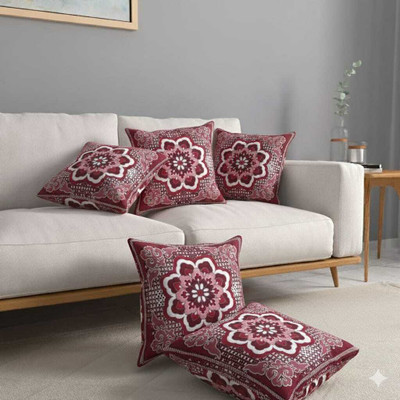 PM HOME DÉCOR Cotton Cushions Cover(40 cm*40 cm, Pack of 5, Pink)