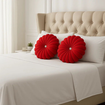 Drape Lane Microfiber Cushions Cover(12 cm*12 cm, Pack of 2, Red)