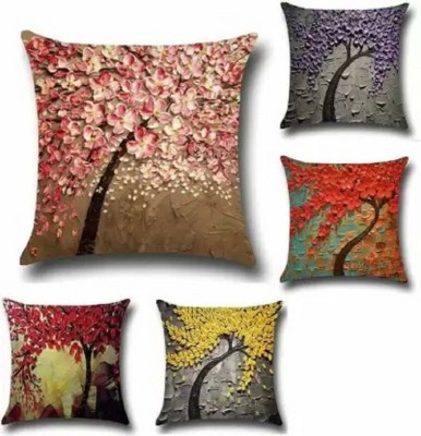 MYSTON Abstract Cushions Cover(Pack of 5, 40 cm*40 cm, Red, Purple, Yellow)