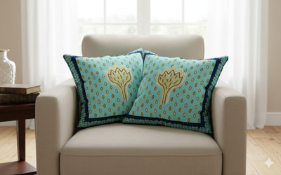 HappyKraft Cotton Cushions Cover(40 cm*40 cm, Pack of 2, Multicolor)