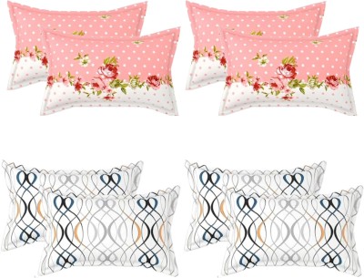 P.Rtrend Cotton Pillows Cover(Pack of 8, 40 cm*62 cm, Pink, White)