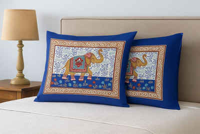 PahalArts Cotton Cushions & Pillows Cover(44 cm*66 cm, Pack of 2, Blue)