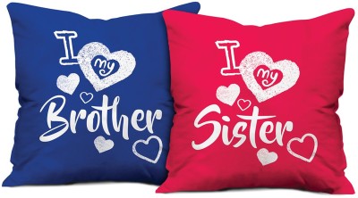 INDICRAFTS Text Print Cushions Cover(Pack of 2, 28 cm*28 cm, Blue, Red)