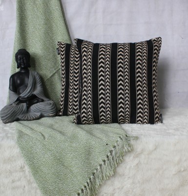 Dekor World Striped Cushions & Pillows Cover(Pack of 2, 60 cm*60 cm, Cream, Black)