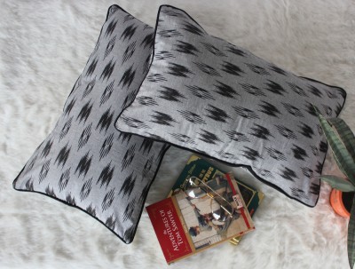 Dekor World Printed Cushions & Pillows Cover(Pack of 2, 45 cm*70 cm, Black)