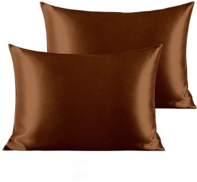 Jay Nagnath fab Plain Pillows Cover(Pack of 2, 18 cm*28 cm, Brown)