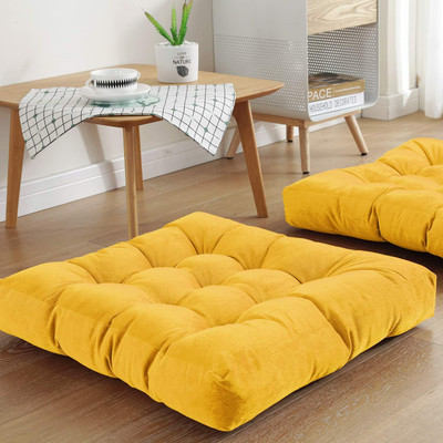 Slatters Be Royal Store Microfibre Solid Floor Cushion Pack of 1(Yellow)