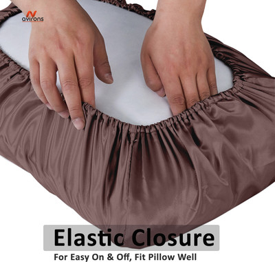 Avirons Silk Cushions Cover(46 cm*72 cm, Pack of 2, Brown)