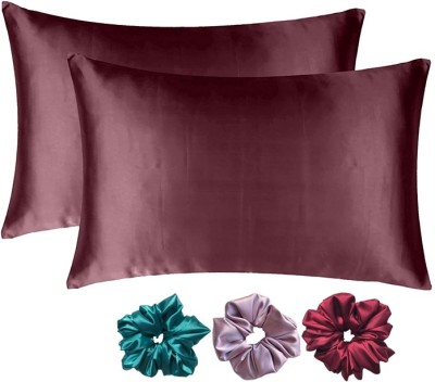 ARMOXA Self Design Pillows Cover(Pack of 2, 18 cm*28 cm, Red)