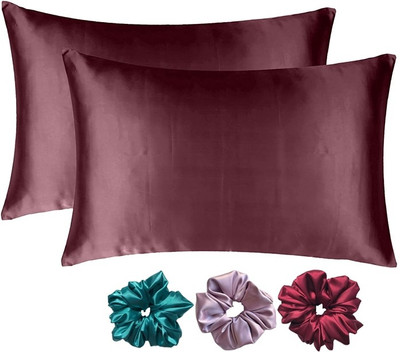 ARMOXA Satin Pillows Cover(18 cm*28 cm, Pack of 2, Red)