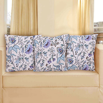 Go Texstylers Cotton Cushions Cover(50 cm*50 cm, Pack of 3, Light Blue)