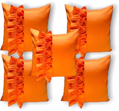 FRILLKART Satin Cushions Cover(Pack of 5, 16 cm*16 cm, Orange)