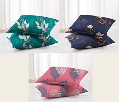 BSB HOME Printed Pillows Cover(Pack of 6, 75 cm*50 cm, Green, Blue, Pink)