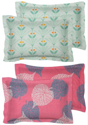 VAS COLLECTIONS Floral Pillows Cover(Pack of 4, 44 cm*69 cm, Green, Pink)