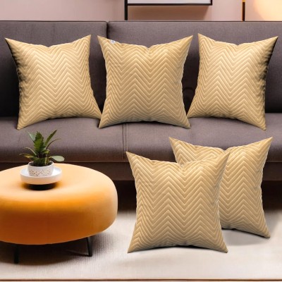 Heart Home Polyester Cushions Cover(Pack of 5, 40 cm*40 cm, Gold)