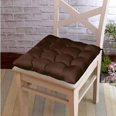 Luxurious Life Microfibre Solid Chair Pad Pack of 2(Brown)