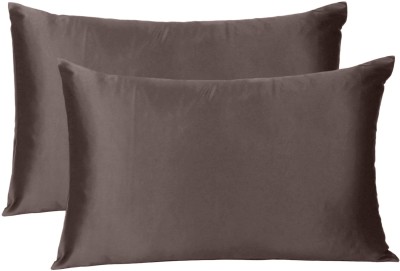 Oussum Plain Pillows Cover(Pack of 2, 40 cm*60 cm, Brown)