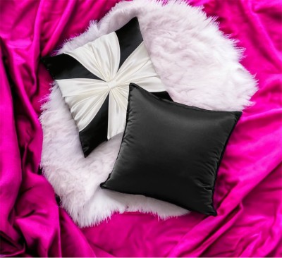 FRILLKART Self Design Cushions & Pillows Cover(Pack of 2, 16 cm*16 cm, Black, White)