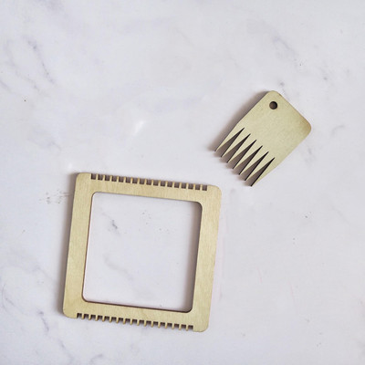 Curious Button Wooden Weaving Loom Kit | Size: 8IN MDF 2.7 mm | DIY weaving, kids weaving loom Wooden Cut-outs(2)