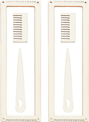 Curious Button Set of 6Pcs Rectangle Wood Weaving Loom Kit, Bookmark Weaving Loom/Weaving Comb Wooden Cut-outs(6)