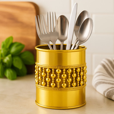 Indian Wideland Empty Cutlery Holder Case(Gold  Holds 12 Pieces)
